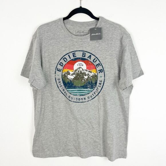 Eddie Bauer Mens T Shirt Short Sleeve Mountain Graphic NWT Large Gray - Picture 2 of 6